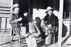 Sitting on the porch of the Campbell's bunkhouse.